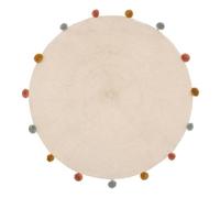 Atmosphera - Alfombra Infantil - algodón y Pompones - Beige - D90 cm