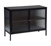 Atmosphera - Aparador de 2 Puertas Aldir - Metal y Cristal Templado - Negro