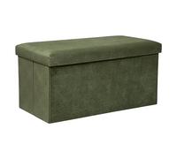 Atmosphera - Banco de almacenaje Lilou, Verde Caqui - Plegable, Tela de Terciopelo, 76 x 38 x 38 cm - para salón y Dormitorio