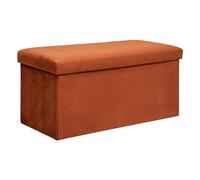 Atmosphera - Banco Plegable con almacenaje Lilou en Terciopelo ámbar, 76 x 38 x 38 cm - para salón, Dormitorio y cabecera de Cama