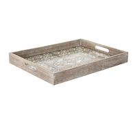 Atmosphera - Bandeja Verano - Madera y Vidrio - Blanco - 40x4-5 cm