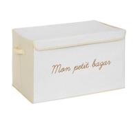 Atmosphera Baúl de almacenamiento infantil Yuma blanco rizado 36x57 cm