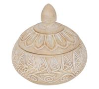 Atmosphera - Caja Decorativa Oriental Resina Beige d15,5x14,5cm