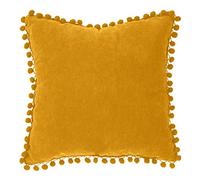 Atmosphera – Cojín de borlas – Amarillo ocre – 40 x 40 cm