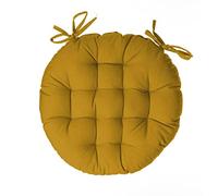 Atmosphera - Cojín de Silla Redondo en algodón Amarillo Mostaza D. 38 cm