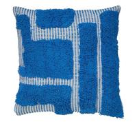 Atmosphera - Cojín Poppy Azul Claro de algodón empenachado 50x50cm