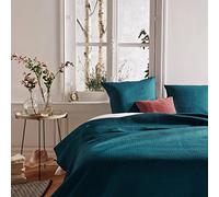Atmosphera - Colcha + 2 Fundas de Almohada 'Dolce' Verde Azulado - 260 x 240 cm