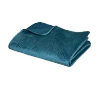 Atmosphera - Colcha «Feuille» - terciopelo - azul cerceta 240 x 260 cm