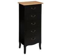 Atmosphera - Cómoda Chrysa en Negro y Madera - 45 x 30 x 113 cm - 5 cajones, Estilo romántico - para Dormitorio, salón y recibidor
