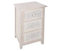 Atmosphera - Cómoda de Madera Hina - Blanca - 48 x 34 x 80 cm, 3 cajones, Diseños Grabados - Mueble de almacenaje para Dormitorio, recibidor y salón