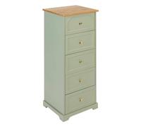 Atmosphera - Cómoda Mohea de 5 cajones, Verde celadón y Madera, 45 x 113 cm - Mueble de almacenaje para Dormitorio, salón y recibidor