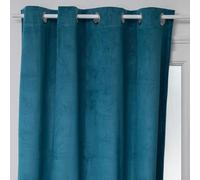 Atmosphera - Cortina opaca «Otto» de terciopelo - con ojales - azul cerceta 140 x 260 cm