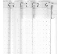 Atmosphera - Cortina Transparente Lily con borlas Blancas, 140 x 240 cm, 8 Ojales - para Dormitorio, salón, Estilo Bohemio