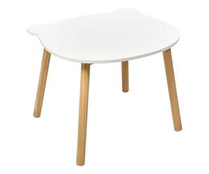 ATMOSPHERA CREADOR DE INTERIOR MESA NIÑO, Douceur Blanche, Patas de Madera Natural, Forma Original Oso De Diámetro 60 cm