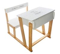 ATMOSPHERA CREATEUR D'INTERIEUR Atmosphera - Escritorio pupitre de Escuela con su Banco - Habitación Infantil, Madera de ingeniería, Blanco, L. 58 x l. 79 x H. 63,5 cm