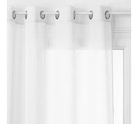 ATMOSPHERA CREATEUR D'INTERIEUR Homemaison Visillo Ligero Uni con Anillas integradas, poliéster, Blanco, 240 x 140 cm