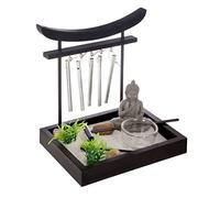 ATMOSPHERA CREATEUR D'INTERIEUR Jardín Campanas Zen 15 x 12 Tal y como se ve en la Imagen, el Set Incluye : Piedras, 1 Porta Velas, Campanas, Arena, Negro, L. 15 x l. 12 x H.16,5 cm