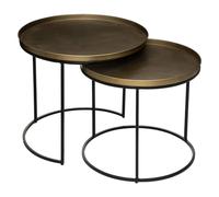 ATMOSPHERA CREATEUR D'INTERIEUR Juego de 2 mesas Nido Basile en Metal Negro y Dorado