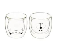 ATMOSPHERA CREATEUR D'INTERIEUR - Juego de 2 tazas con motivos de animales, 250 ml, transparentes