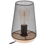 Atmosphera Lámpara Zely – metal y madera – 23 cm – negra
