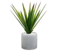 ATMOSPHERA CREATEUR D'INTERIEUR Maceta de Aloe Vera Artificial y cerámica Altura 49 - Hello Garden, Gris, Normal