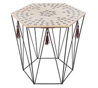 ATMOSPHERA CREATEUR D'INTERIEUR Mesa Auxiliar 'Kumi' Octogonal, Metal y Madera