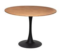 Atmosphera - Mesa de Comedor Redonda Elias para 4 Personas, 102 cm de diámetro, Tablero Efecto Roble y Pata Central de Metal Negro - para Comedor, Cocina