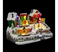 ATMOSPHERA CREATEUR D'INTERIEUR Pueblo de Navidad Duendes juguetones y Papá Noel Animado/Musical 13 LED + Transformador