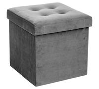 Factory Cuadros Puf Plegable Terciopelo Gris - Medida 38x38x38cm