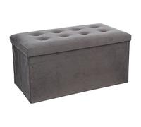 ATMOSPHERA CREATEUR D'INTERIEUR Puff Plegable Doble 'lysandre' Gris Efecto Terciopelo