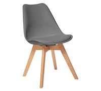 ATMOSPHERA CREATEUR D'INTERIEUR Silla Baya, Gris Oscuro, Patas de Madera de Haya