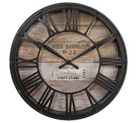 ATMOSPHERA CREATEUR D'INTERIEUR SML Reloj Vintage Estilo Retro, Color Marron/Negro, 39 x 7.7 cm