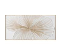 Atmosphera - Cuadro decorativo Christina - Blanco y beige - 118 x 58 cm - Estampado floral, marco con efecto madera - Ideal para salón, dormitorio o pasillo.