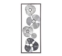 Atmosphera Decoración de pared de metal flor, Color Blanco/Negro, 25 x 3 x 61 cm