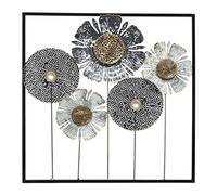 Atmosphera Decoración de pared metálica de flores, Color Metálico