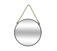 Atmosphera - Espejo Colgante Redondo, Negro - Diámetro 38 cm, Marco de Metal y Cuerda de Yute - para recibidor, salón, baño