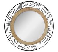 Atmosphera Espejo Joe – Redondo, montaje en pared, metal y madera, negro, D45 cm