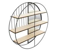 Atmosphera - Estante de Pared con Espejo Zina Metal Negro d56cm