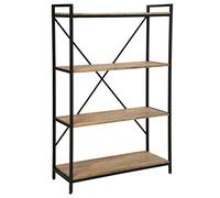Atmosphera - Estantería Edena de Estilo Industrial - 4 baldas, 90 x 141 cm - Metal y Madera de Acacia - Mueble de almacenaje para salón, Oficina