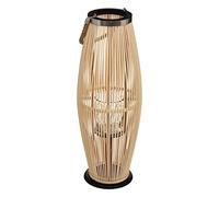 Atmosphera - Farol grande de bambú natural Fit portavelas de cristal H 72 cm x Ancho 27 cm