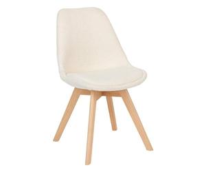 Atmosphera Interior Designer - Silla Baya Blanca - Tejido Bouclé y Haya - Comedor, Cocina, Oficina, Salón - Cómodo Cojín Integrado