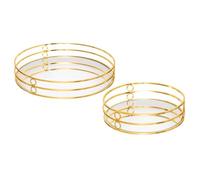 Atmosphera – Juego de 2 bandejas Feel – Madera y cristal – Oro