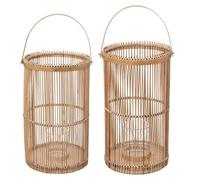 Atmosphera - Juego de 2 faroles de bambú y Cristal