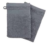 Atmosphera - Juego de 2 Manoplas de baño - algodón 450 g/m² - Gris Antracita - 15 x 21 cm