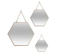 ATMOSPHERA CREATEUR D'INTERIEUR Set 3 Espejos Oro HEXAGONALES 19,8X17,5CM/25X22,5CM/29,5X26CM, Dorado, S : L. 20 x l. 0,3 x H. 20 cm Unisex Adulto