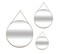 ATMOSPHERA CREATEUR D'INTERIEUR Juego de 3 Espejos Redondos de Oro con Cadena, Oro, 29