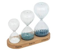 Atmosphera - Juego de 3 Relojes de Arena h.15cm Cristal con Bandeja de Madera