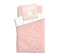 Atmosphera - Juego de Cama Infantil con diseño de Gato Rosa - 140 x 200 cm, Individual - 100% algodón, Funda nórdica y Funda de Almohada - para Dormitorio Infantil