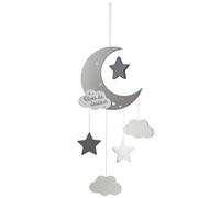 Atmosphera - Lámpara Colgante Infantil Luna - Madera y algodón - Gris - H46-5 cm