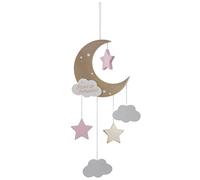 Atmosphera - Lámpara Colgante Infantil Luna - Madera y algodón - Rosa - H46-5 cm